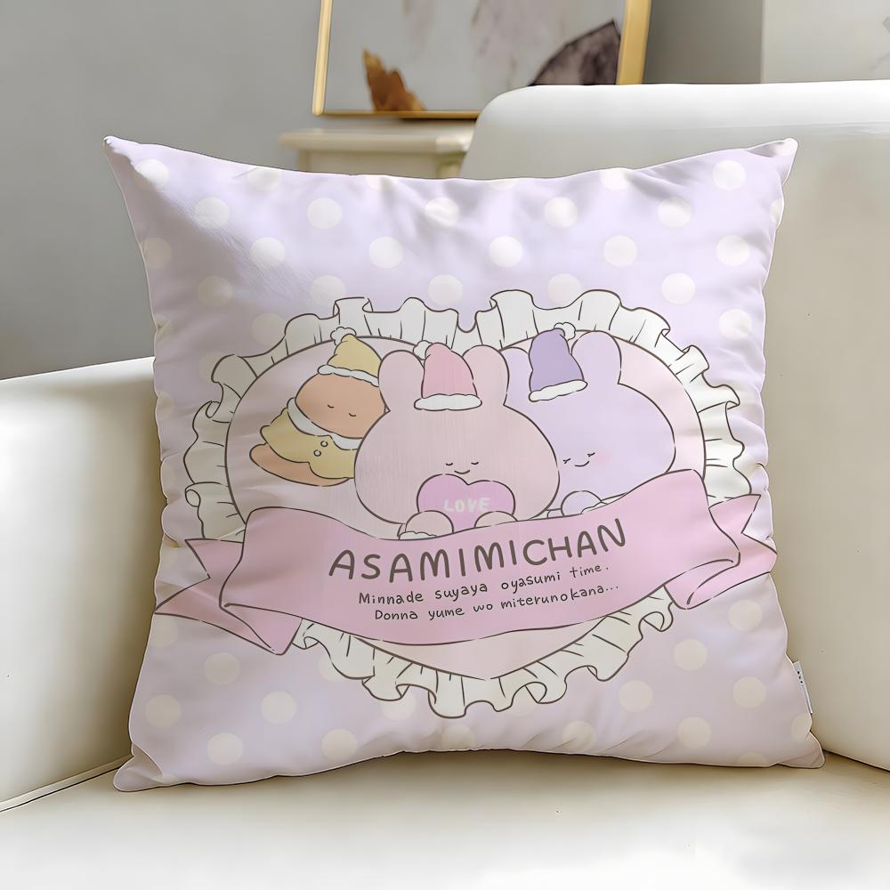 virtual character Asamimichaan Asleep Cushion Cover Soft & Easy-Wash Pillow Case – Versatile for Couch, Bed, Travel and Office
