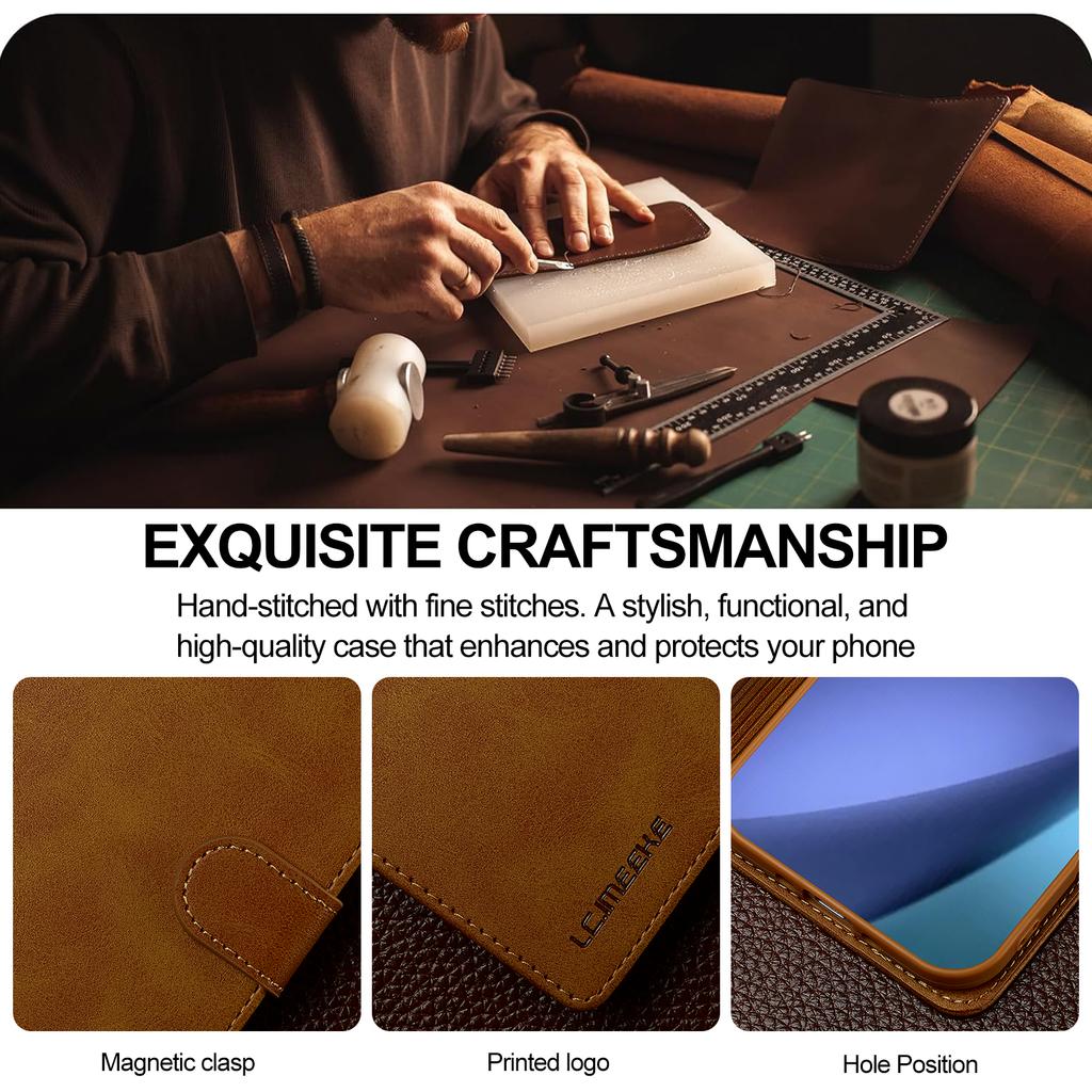 LC.IMEEKE For iPhone Air Case Calf Texture PU Leather Stand Wallet Phone Cover