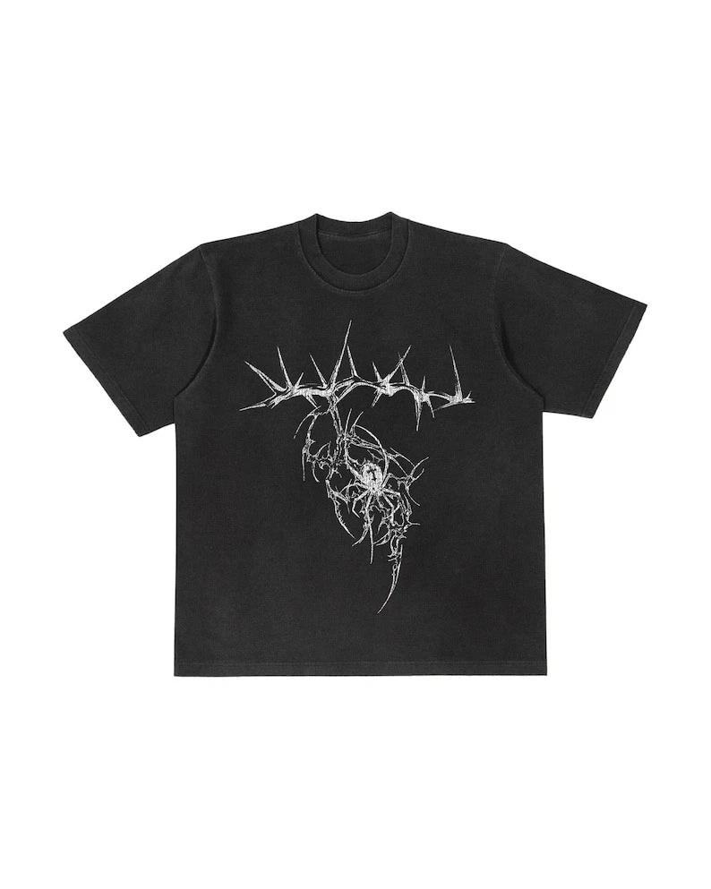 Summer Unisexs Pure Cotton Vintage Spider Graphic Tshirt Streetwear Oversized Loose And Breathable Suitable For Everyday Wear