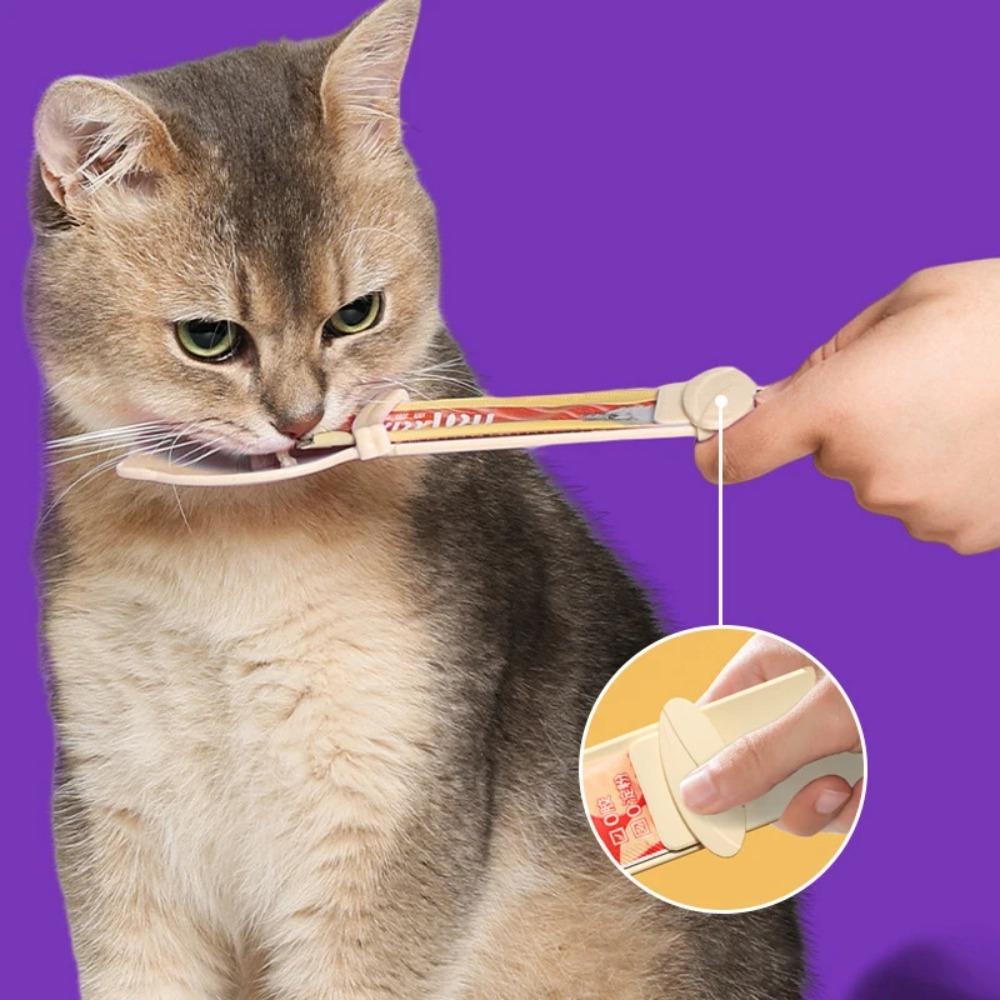 2PCS Cat Strip Squeeze Spoon Feeder, No-Mess Squeeze Feeding Tool Design, Safe Durable Convenient Clean Pet Feeding Supplies