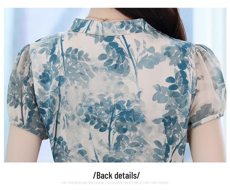 Letní šifonové šaty 2024: Krátkorukávové dlouhé šaty pro módní ženy ve věku 40-50 let