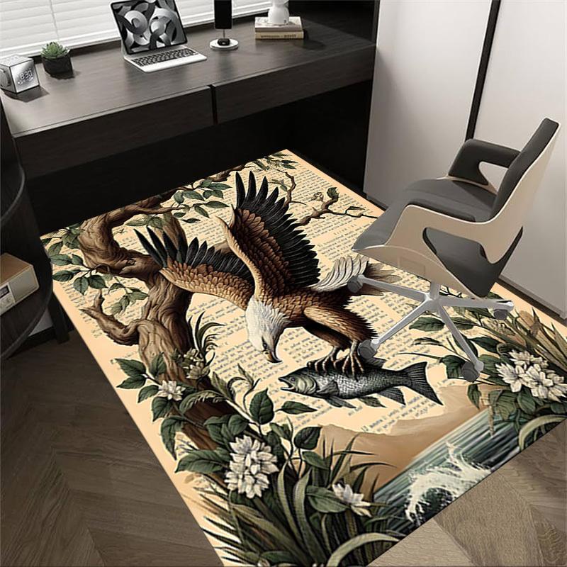 1PC Eagle Fish Non-Slip Floor Carpet Compatible for Office&Living Room&Dining room - Flat-Weave Machine- Soft & Pattern-E241