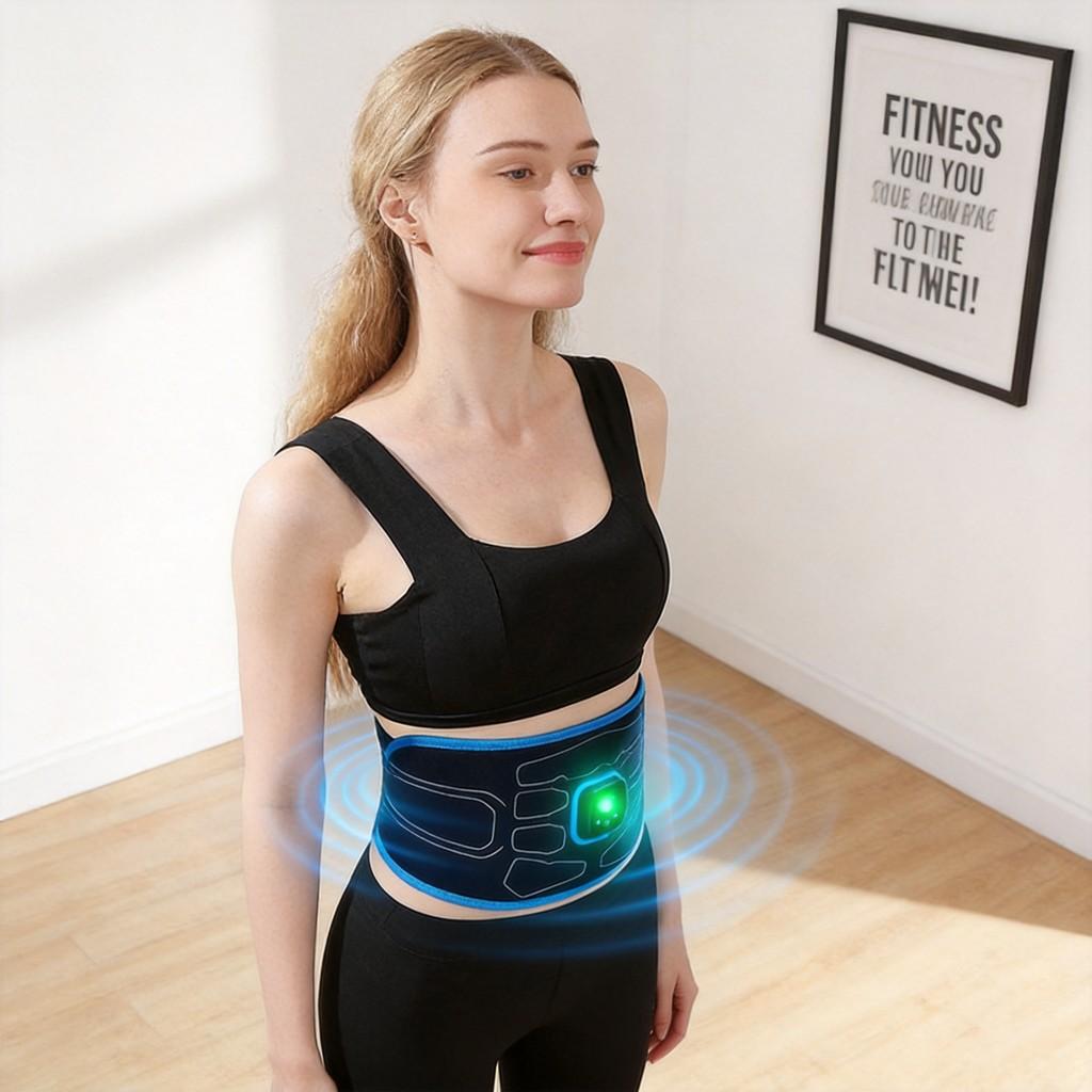 Rechargeable Ems Abdominal Trainer With Vibration Massage For Home Fitness And Waist Toning