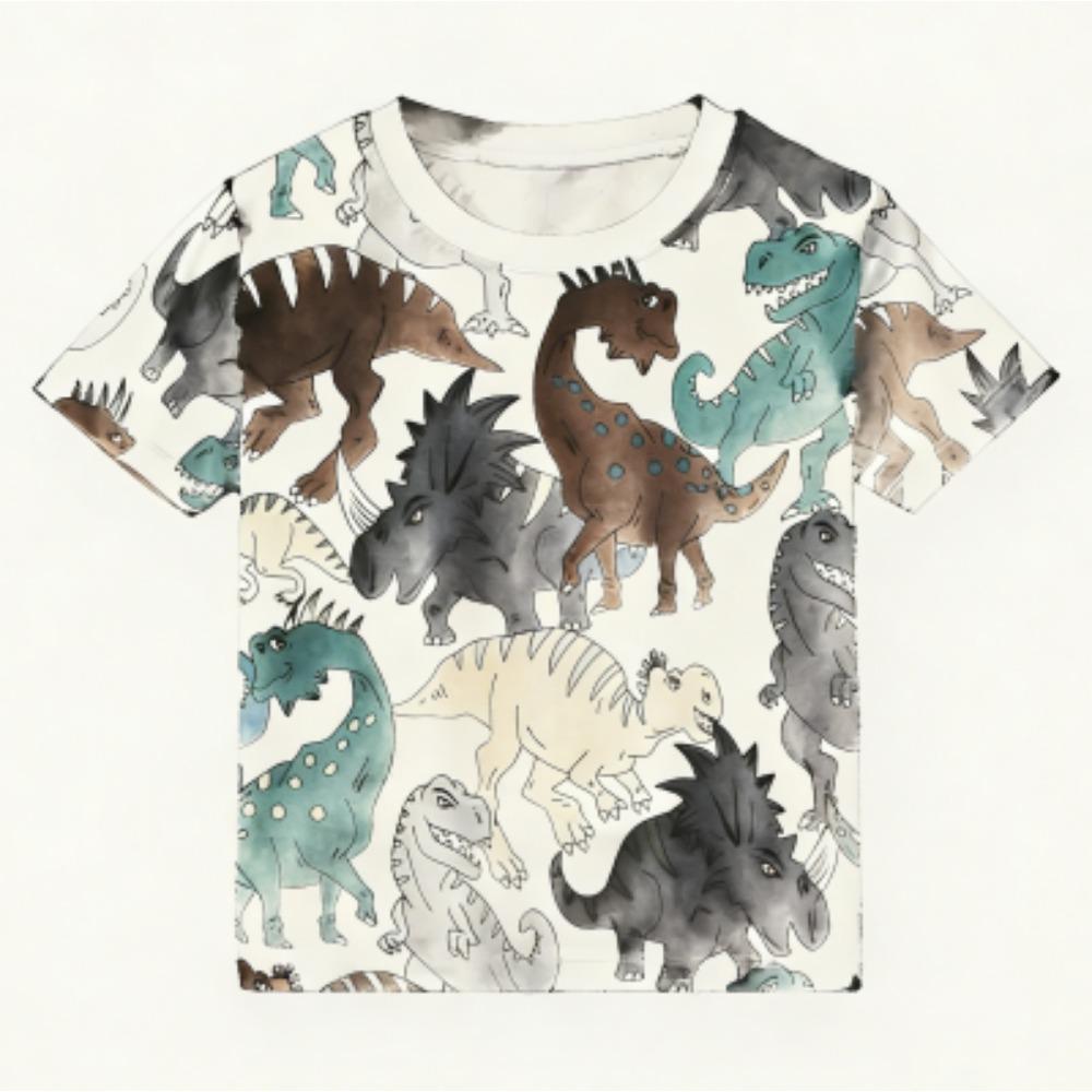 Kids T-shirt Cartoon Dinosaur 3D Print Kids Short Sleeves T-Shirt Loose Casual Summer Outdoor Boy and Girl Tees Tops