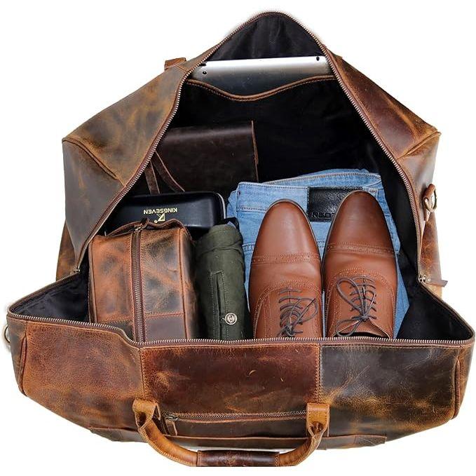Neue Reisetasche aus echtem Büffelleder, Leder-Weekender, Reisetasche, Reisegepäck, Sporttasche, Wochenendausflug, Handgepäck, Duffle-Tasche, Sporttasche