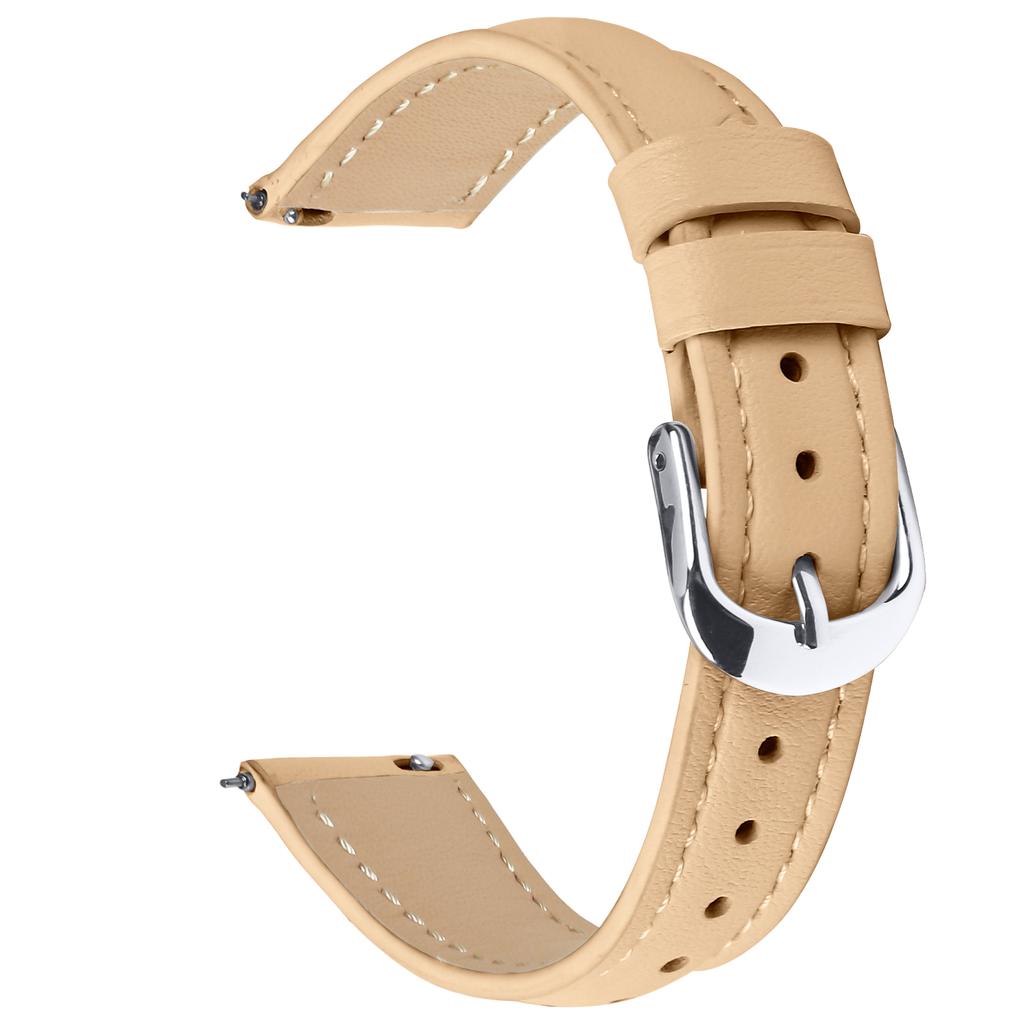 For Huawei Watch GT 5 41mm Watch Band 18mm Slim Genuine Cow Leather Strap with Silver Buckle