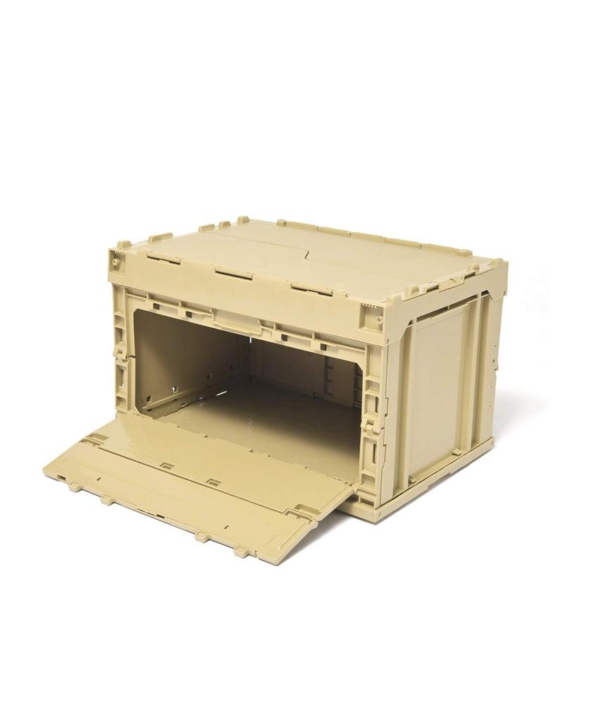 GORDON MILLER 50L Folding Container Rack with Side Doors for Cars, Foldable Garage Cargo Rack, Storage Box, Coyote Beige, 1591460