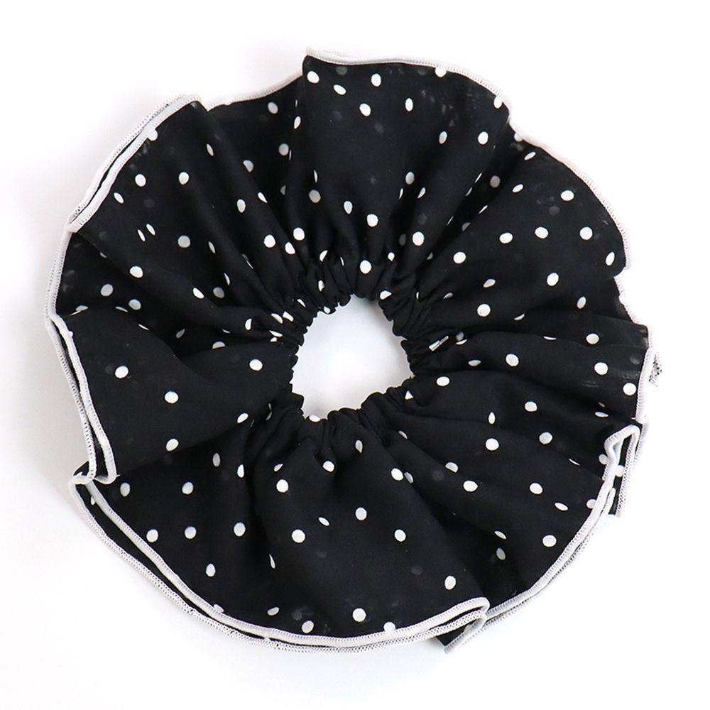 Elegant Double-Layered Polka Dot Fabric Scrunchie Hair Tie Flower Headwear Accessories