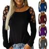 2023 Autumn/Winter Women's Round Neck Rhinestone Hollow-Out Long Sleeve Top