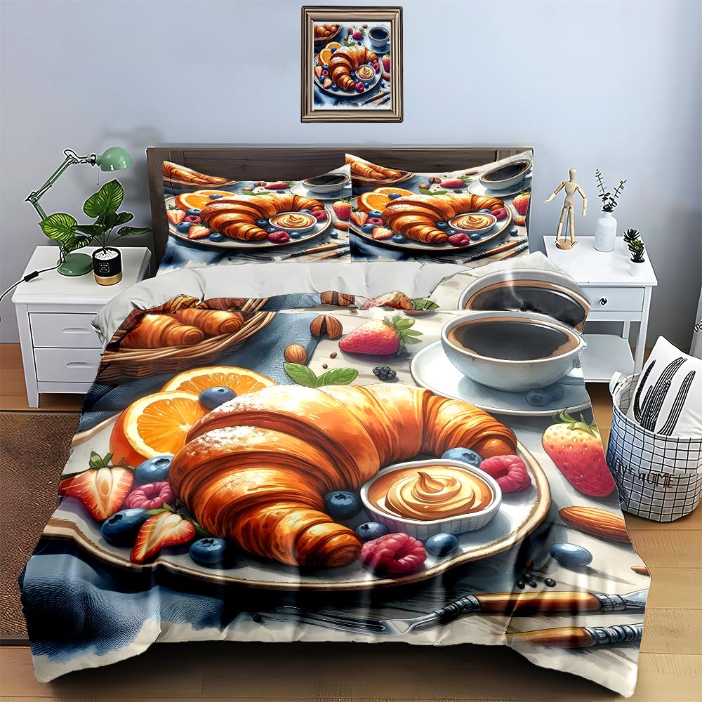 Breakfast-themed design. Bedding Duvet cover sets Duvet covers Pillowcases gifts (1 * Duvet Cover 2 * Pillowcases, without duvet insert)