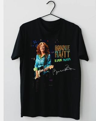 NEU Bonnie Raitt Sommer 2025 Tour T-Shirt Schwarz Alle Größen Geschenk für Fan