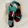 Women's Colorful Striped Scarf Knit Woolen Warm Color Contrast Long Narrow Scarves Sausage Thin Scarf Winter Neckerchief