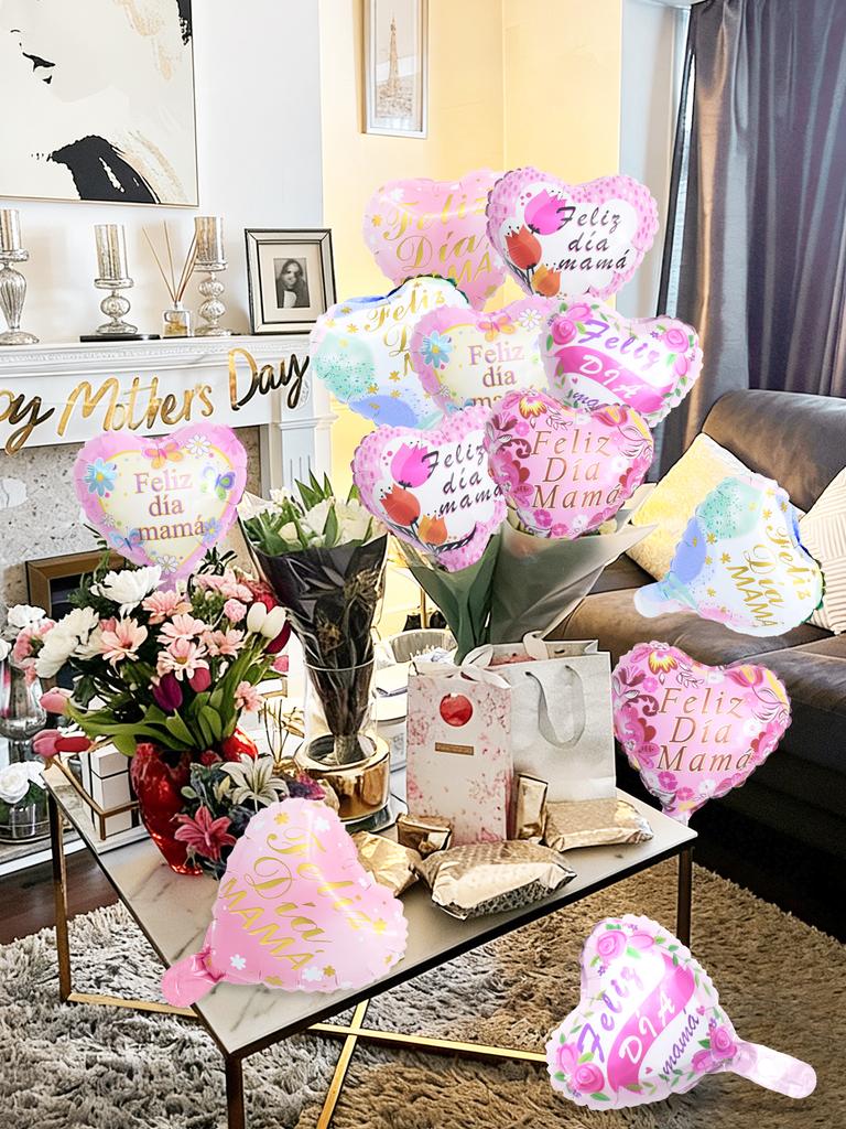 12Pcs/Set Mother's Day Happy Foil Balloons, Suitable for Mother's Day, Indoor and Outdoor Decorations, Gifts for Mom.
