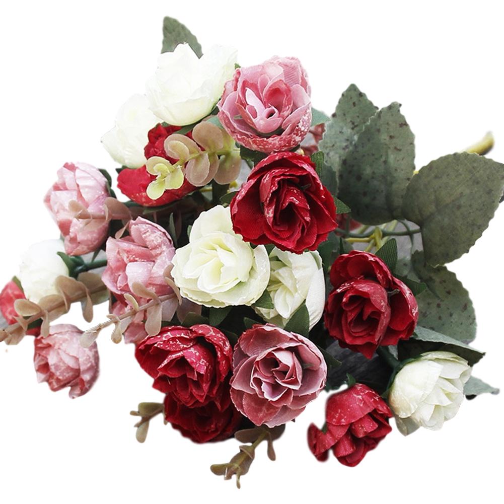 Цветущий букет искусственный цветок розы DIY садовая вечеринка дома свадьба праздник ремесло декор красный