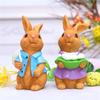 Handcrafteds Easters Bunnys Resins Figurine for Festive Home Decoration and Seasonal Celebration