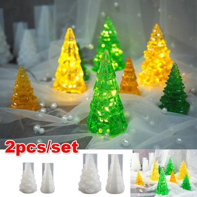 Stampo Epossidico Albero di Natale Stampo Fatto a Mano Piccola Luce Notturna da Tavolo Specchio Creativo Stampo in Silicone