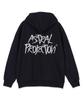 Astral Projection Graffiti Lettering Oversized Wide Shoulder Zip-Up Hoodie_Black