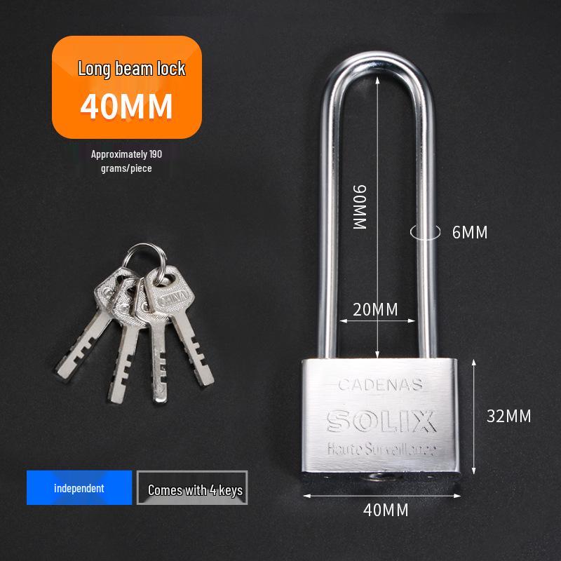 Extended Padlock Cabinet Lock, Long Beam & Handle, U-Shaped Household Door Lock