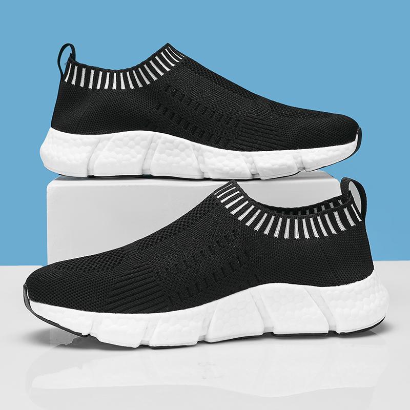 Women's Mesh Shoes with Trendy Fabric Design Comfortable Breathable Lightweight One Foot Outdoor Walking Casual Flat Shoes