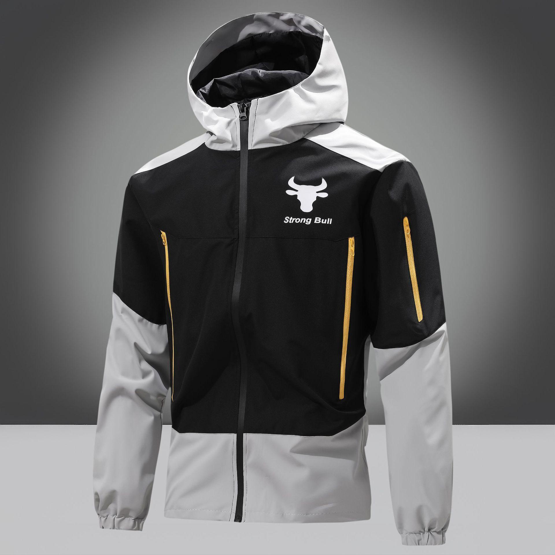 

Весенне-осенняя куртка для улицы, мужская повседневная куртка с капюшоном, ветрозащитная куртка штурмовика S серый