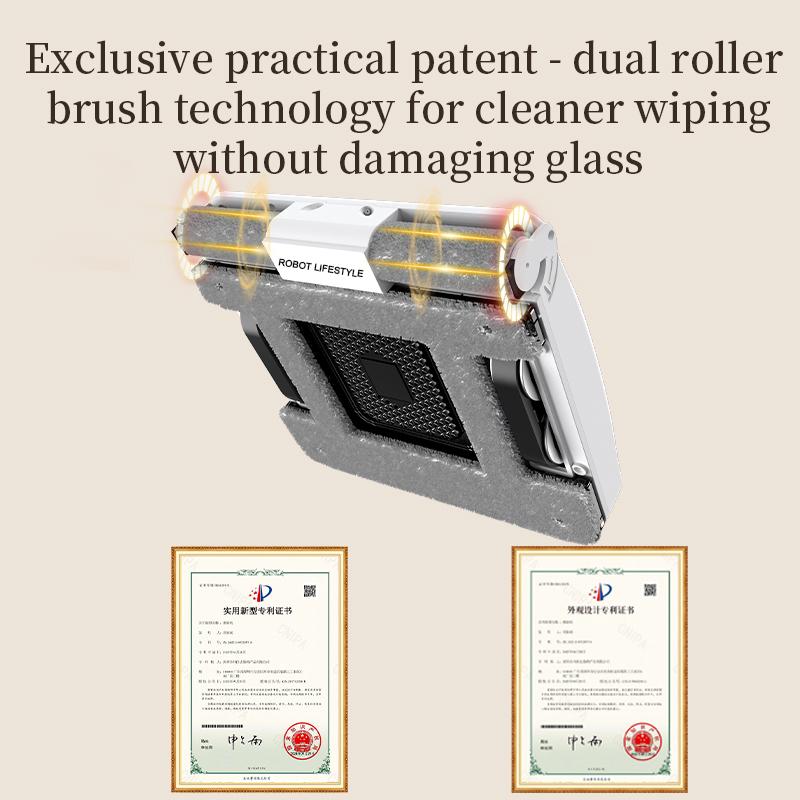 2025 Window Cleaning Robot Cleaner Dural Roller, Spot Clean, 30ML Water Tank Two Sides 3 Holes Automatic Spary, Tuya App Control
