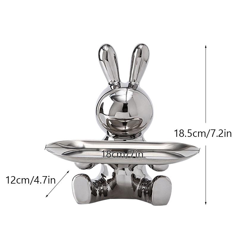 NORTHEUINS Resin Electroplated Astronaut Rabbit Tray Figurines for Interior Home Office Desktop Storage Container Decor Objects