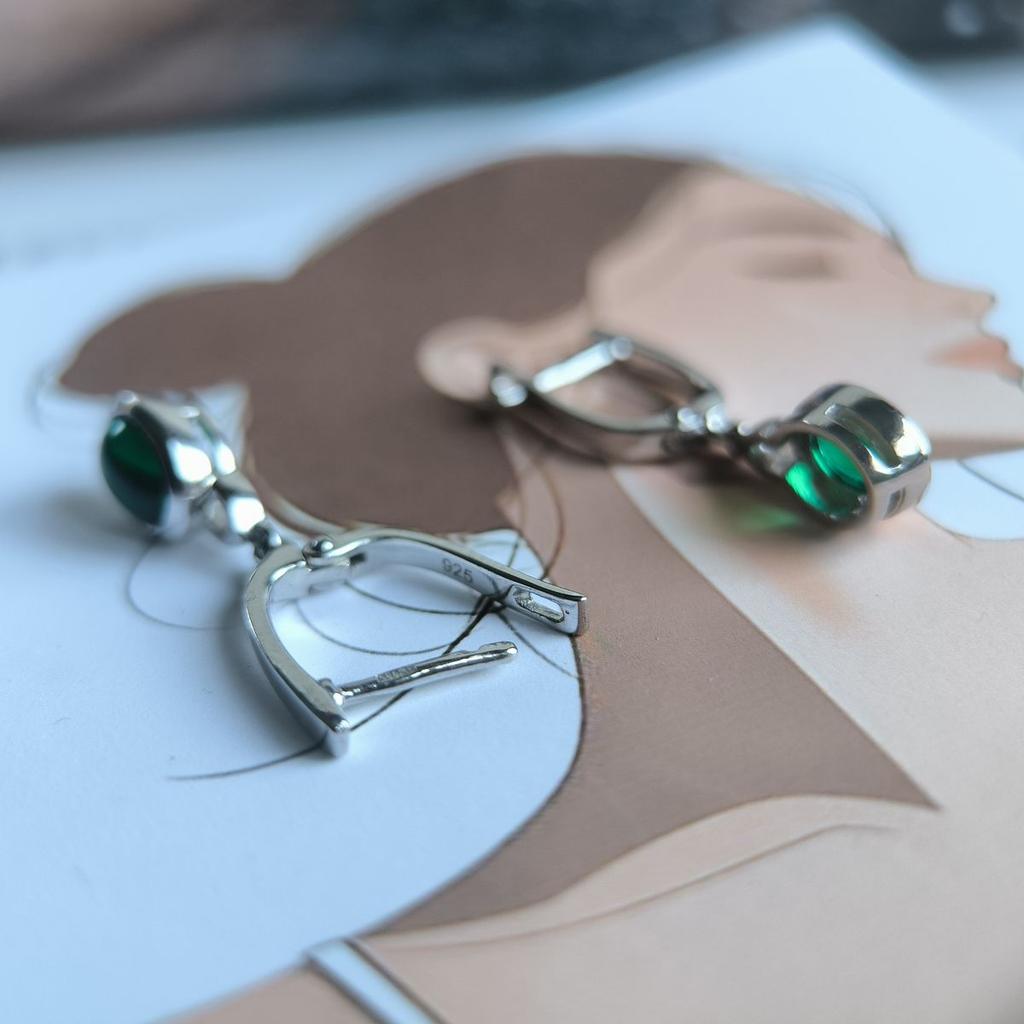 Silver Earrings with Nano Emerald 2.163ct (2192206)