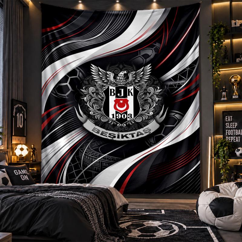 Wall Hanging Tapestry Beşiktaş FC Print Cloth for Living Room Bedroom Home Decor
