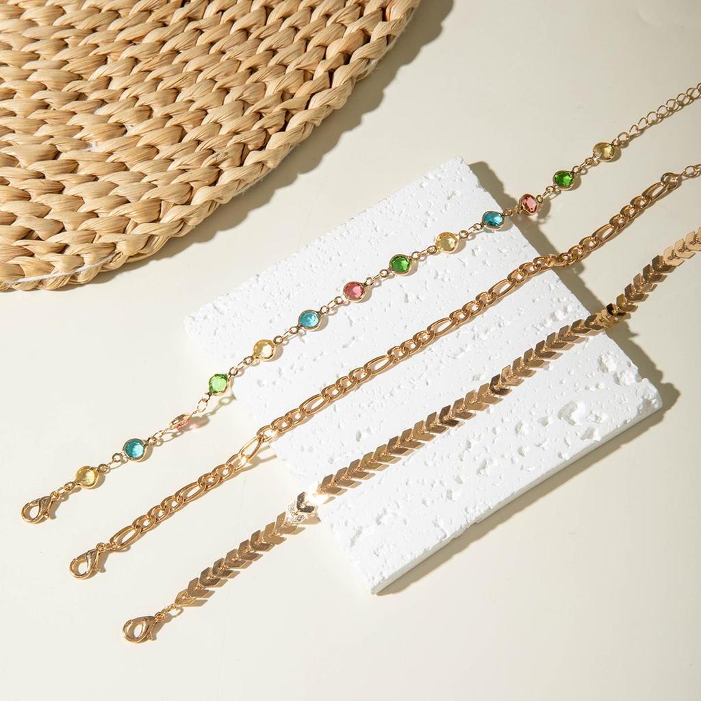 Cross Border Fashion Versatile Creative Airplane Chain Foot Chain Beach Style Fashion Trend Inlaid Rhinestone Three Piece Set Foot Chain