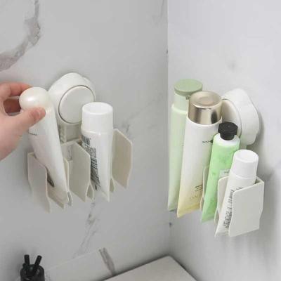 Wall Mounted Suction Cup Hand Cream Storage Rack Multiple Compartment Cosmetics Sorting Box Facial Cleanser Holder Organizer