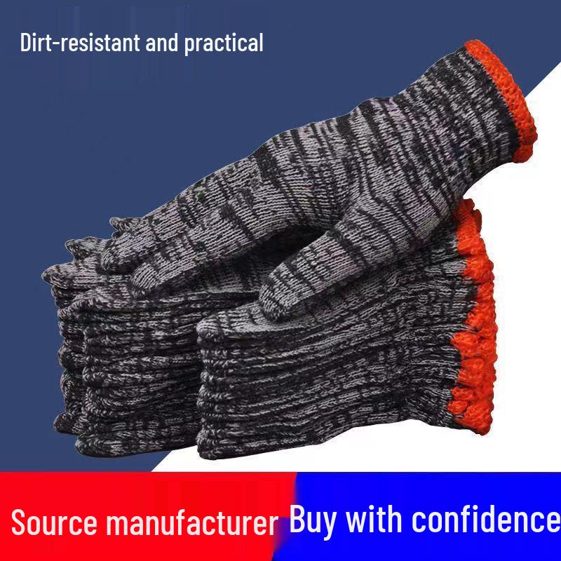 Herren Strapazierfähige Rutschfeste Arbeitshandschuhe - Dicke Baumwolle, Verschleißfest, Schützend für Baustellen.