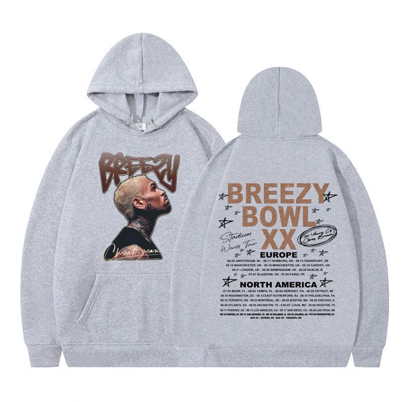 Rapper Chris Brown Breezy Bowl XX Tour 2025 Hoodies Men Women Hip Hop Gothic Punk Pullover Winter Fashion Sweatshirt Streetwear