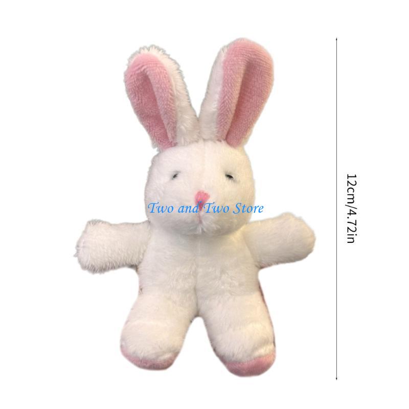 HX6F Plush Long Ears Rabbit Charm Keychains Lovely Ornament Women Car Keyring Backpack Handbag Charm Holder Pendant