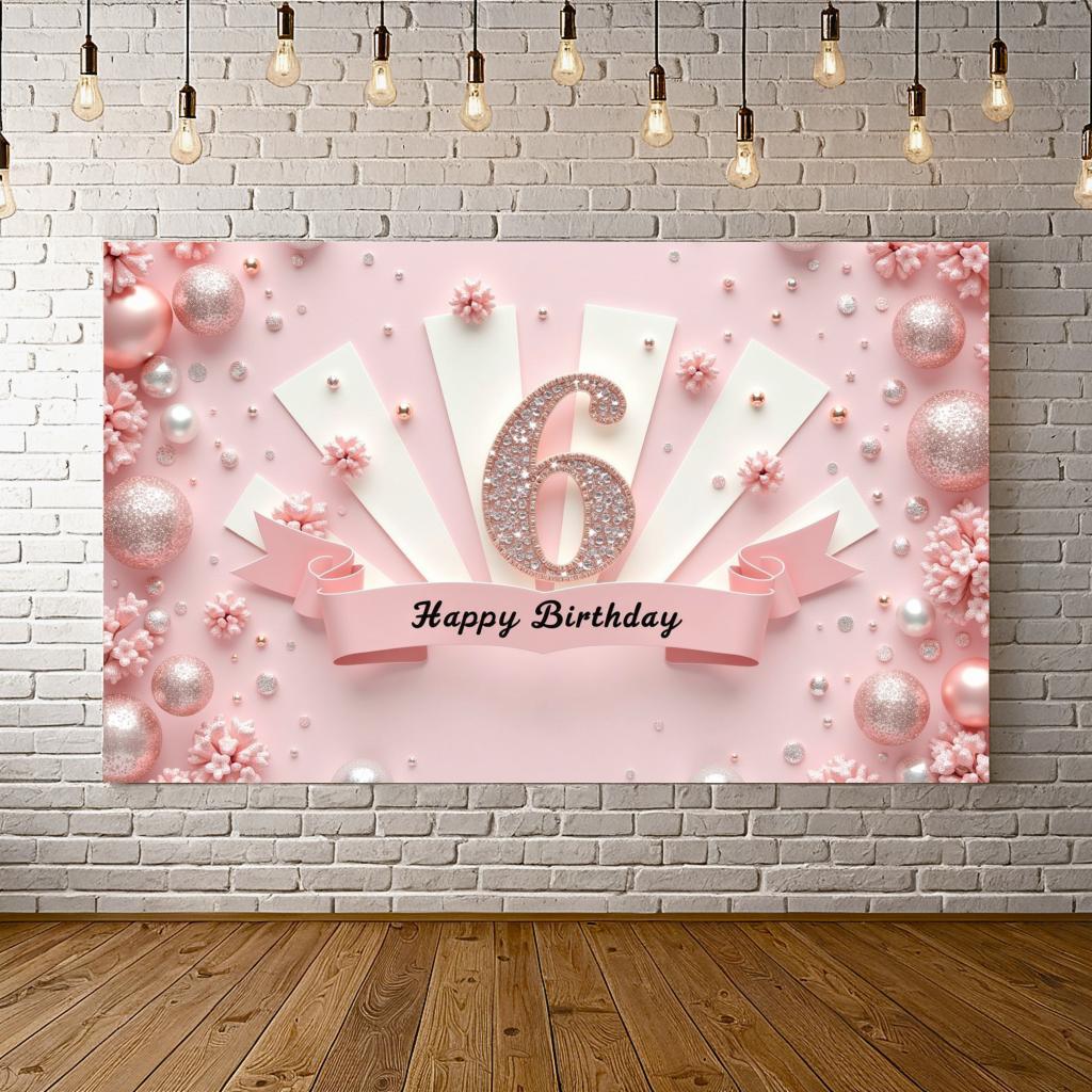 Creative  Banner  Six Birthday Banner  Kids Birthday Banner for Event Decor Indoor Decoration Party Decor