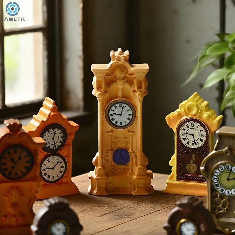 1/8Pcs Vintage Miniature Wall Clock Toy 1:12 Scale Dollhouse Furniture Accessories European Model Decor