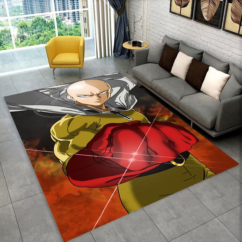 3D One Punch Man Saitama Cartoon Anime Teppich für Wohnzimmer Schlafzimmer Zuhause Sofa Dekoration, Kinder Spiel Rutschfeste Bodenmatte