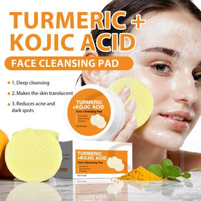 Kojic čisticí polštářky na obličej pro pleť bez jasu, ucpané póry, nadměrný maz, nečistoty, odumřelé kožní buňky, exfoliační, hloubkové čištění s citronovým extraktem, 30 ml