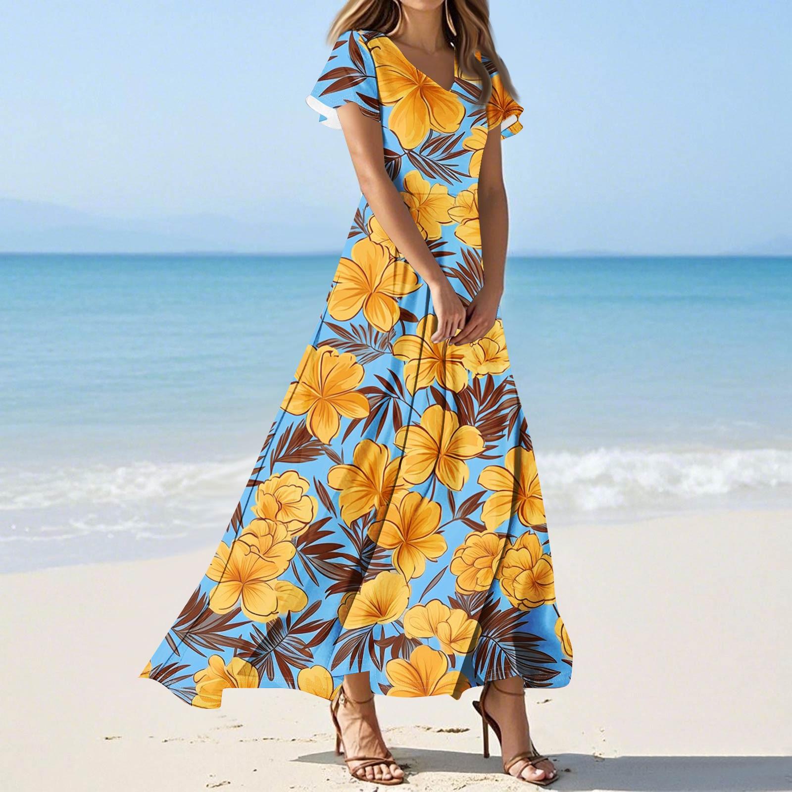 

Модное Женское свободное повседневное платье с V-образным вырезом, короткими рукавами и высокой талией L