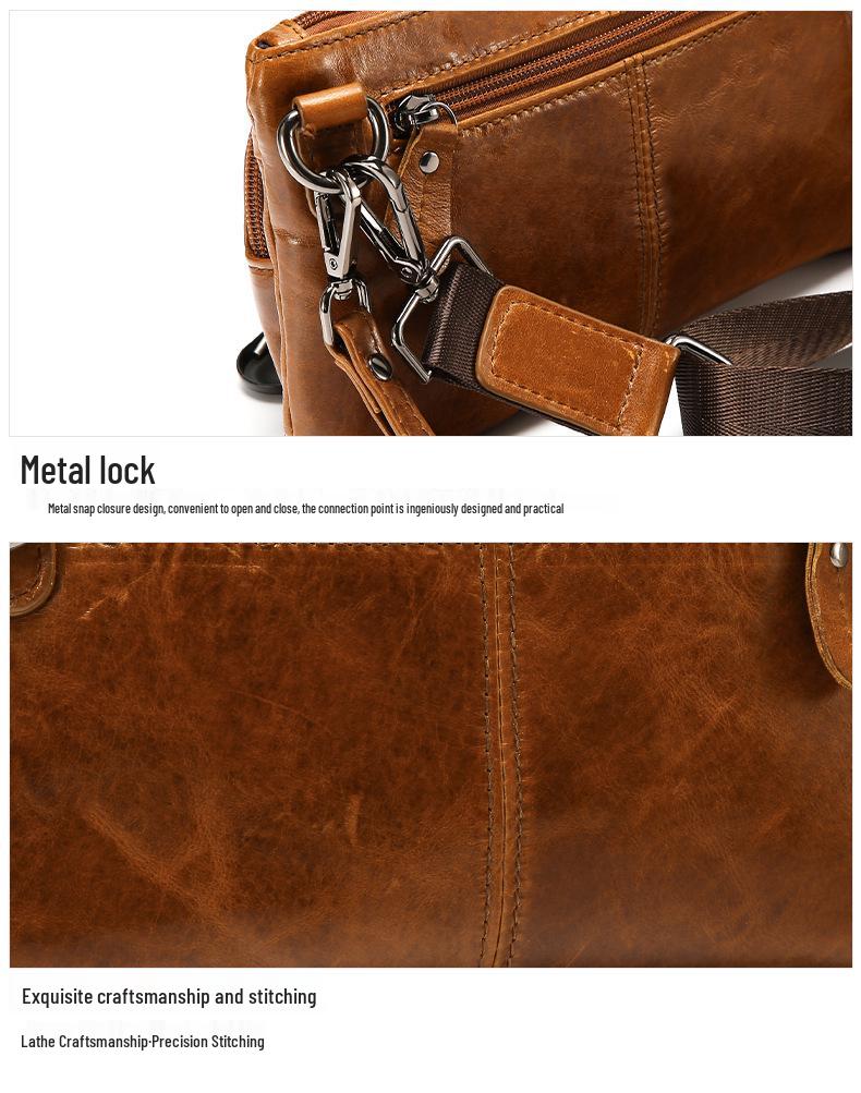 Men's Genuine Leather Vintage Shoulder Chest Bag - Casual High-End Messenger Bag