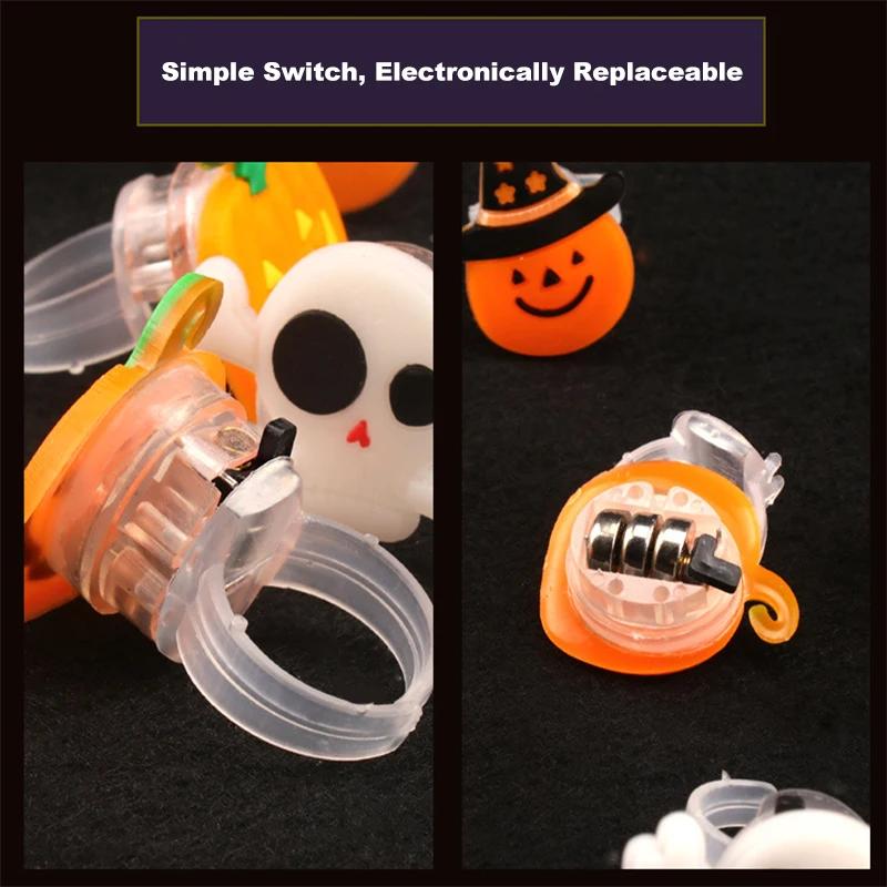 Halloween Light Up Glowing Rings Christmas Party Favors LED Rings Flashing Glowing Finger Rings Fun Props for Kids Adults
