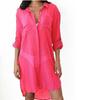 Women's Wrinkle Fabric Two-pocket Concealed Button Beach Cover-up