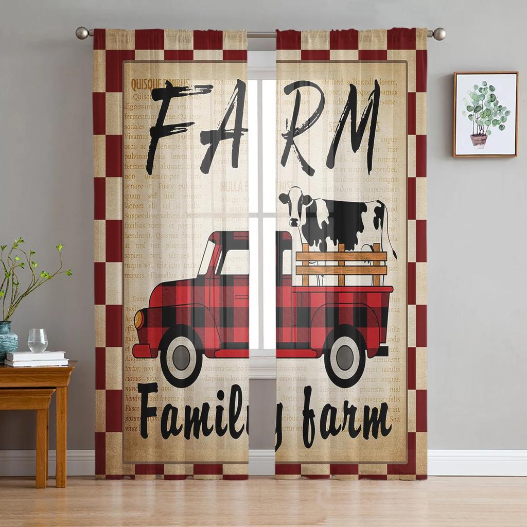 Summer Cactus Cow Skull Retro Chiffon Curtains Living Room Bedroom Home Decoration Window Voiles Tulle Curtain Sheer Made Of Polyester Area Decor