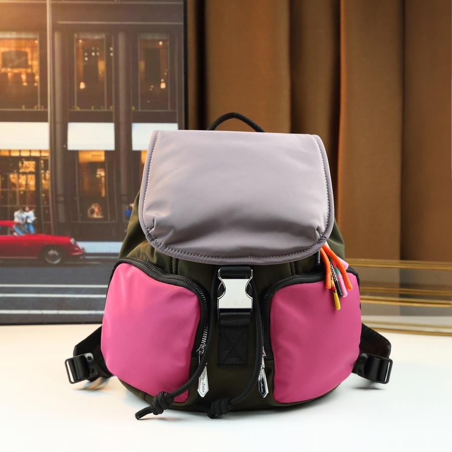 Backpack Women S Tide Sports Contrast Color Student Nylon Cloth Lightweight Flip Handbag