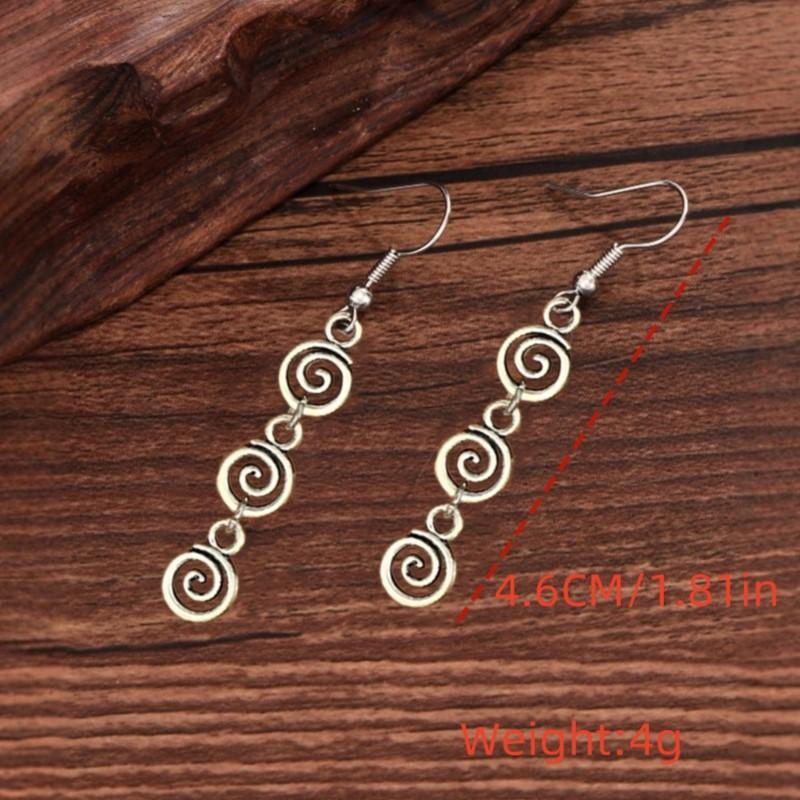 1 Paio di Orecchini Pendenti a Spirale Retrò per Donna Vintage Argento Minimalista Creativi Gioielli da Festa Regali