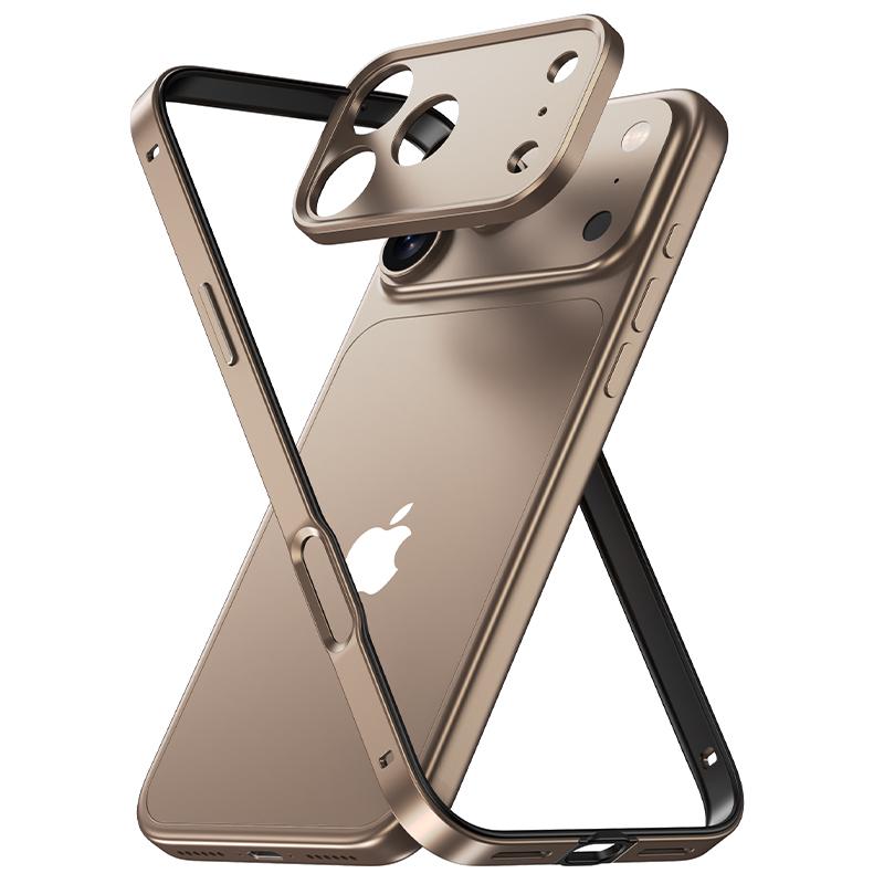 Custodia con Telaio in Lega di Alluminio per Telefono Per 17 Air 16 15 14 13 Pro Max Plus Protezione Lente Fotocamera in Metallo Paraurti in Silicone Antiurto