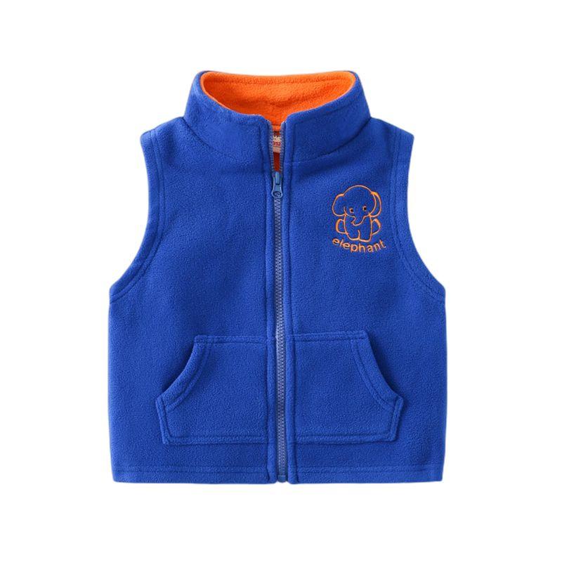 Elephant Cartoon Fleece Autumn and Winter Children s Vest Blue 100