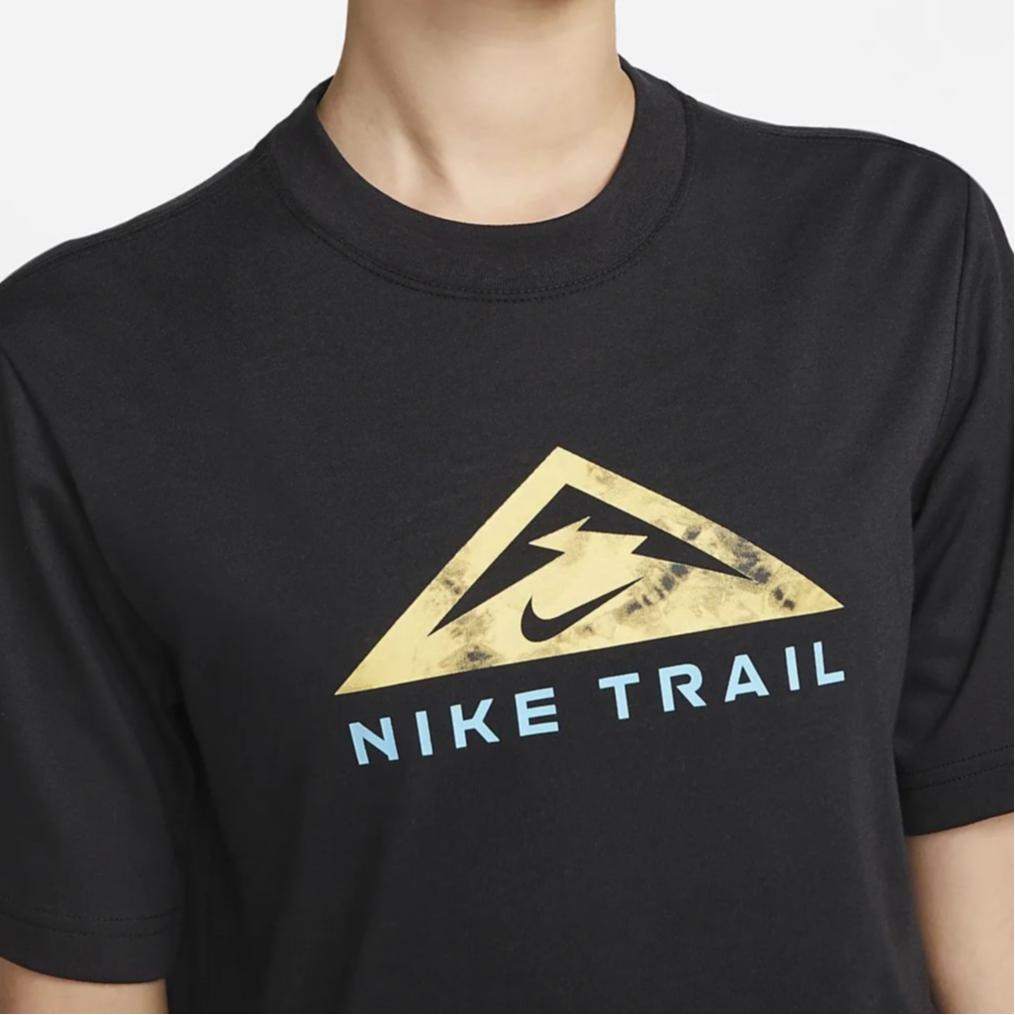 Nike Dri-FIT Trail Letter Print Crew Neck Short Sleeve T-Shirt Women Tops Black DX7897-010