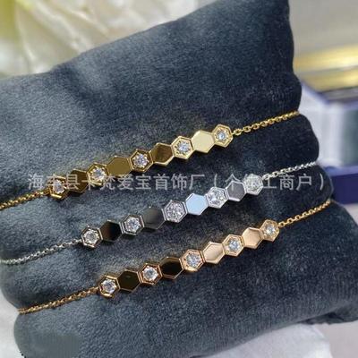 Precision Honeycomb Interlocking Diamond Bracelet: Luxurious, Versatile Couple's Jewelry with Three-Dimensional Light Style