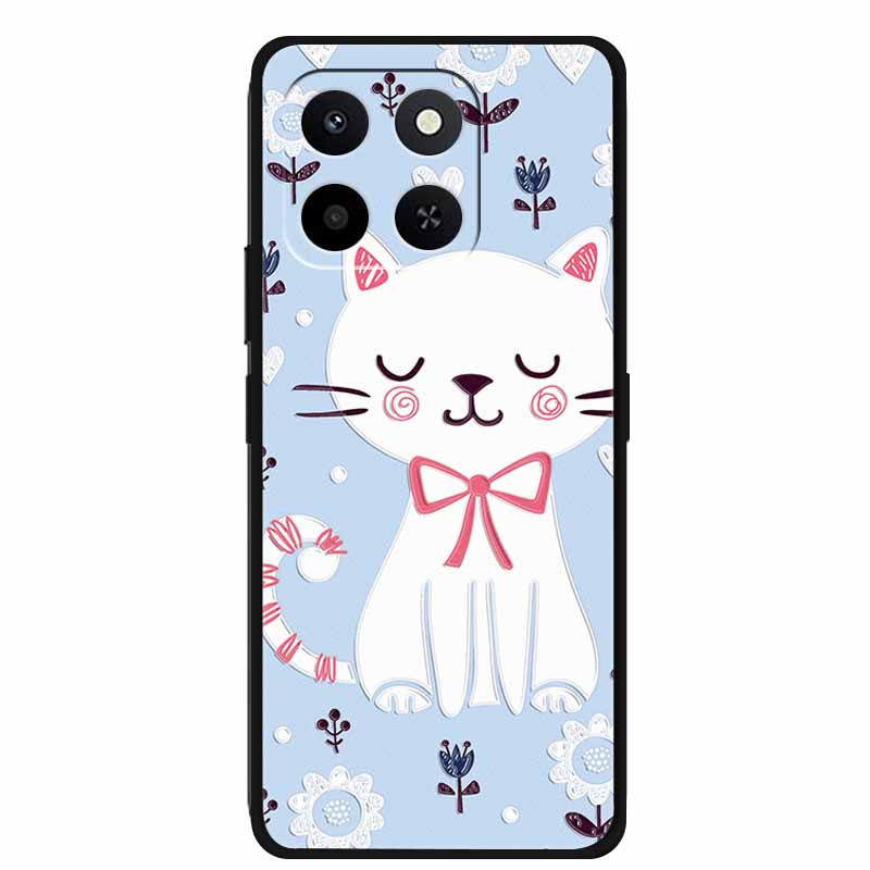3D Lovely Phone Case For Honor X6C X 6C X6 C 6 C Soft Silicone TPU Protector For Huawei HonorX6C Relief Florals Shell Funda Capa