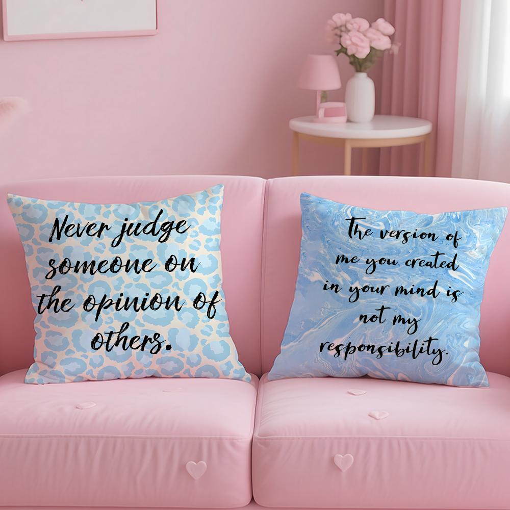 Encouraging Text Cushion Cover Soft Short Plush Double-Sided Printing Home Decor Machine Washable Pillow Case Gift